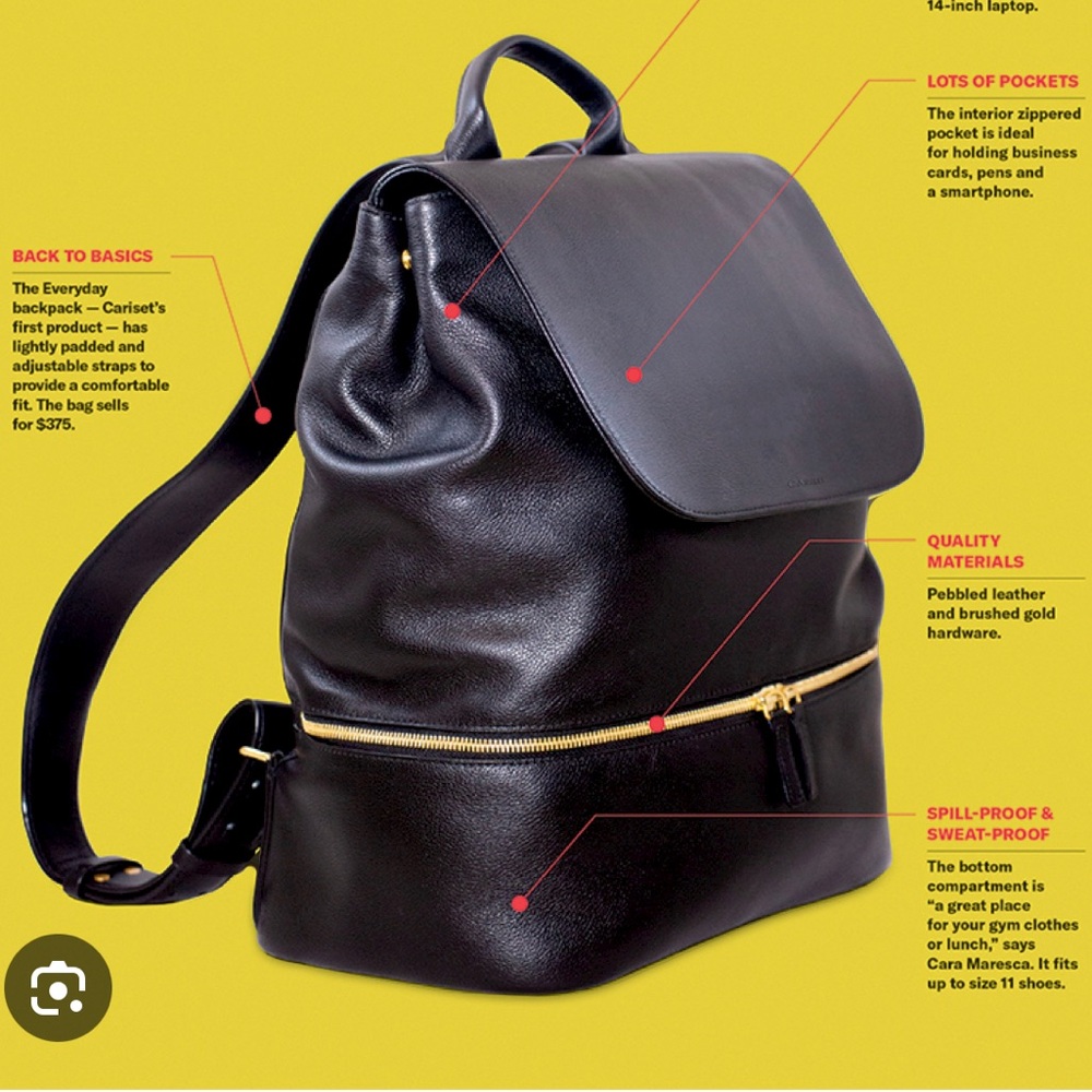 Cariset Black Leather Purse Backpack